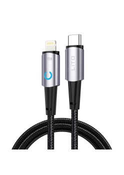 Cablu de Date cu Mufe Type-C, Lightning 30W, 1.2m - Lito (LD10) - Black