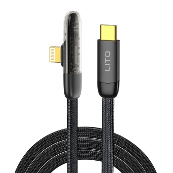 Cablu de Date cu Mufe Type-C, Lightning, 1m - Lito (LD11) - Black