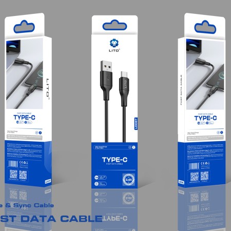 Cablu de Date cu Mufe USB, Type-C, 1m - Lito (LD06) - Black