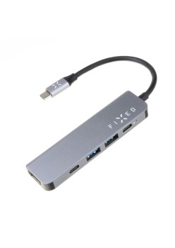 Hub 2 x USB, Type-C, HDMI, Full HD, 5 Gbit/s, 100W - Fixed (FIXHU-MN-GR) - Grey
