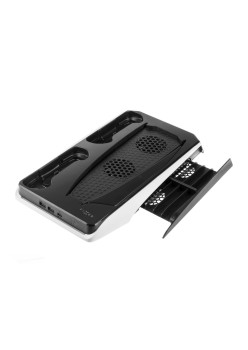 Suport PS5 cu Incarcare, Racire, Spatiu Jocuri, 2x USB - Fixed (FIXPS5-MCS-BW) - Black