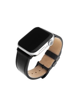 Curea pentru Apple Watch 1/2/3/4/5/6/7/8/9/10/SE/SE 2 (38/40/41/42mm) - Fixed Leather Strap - Black