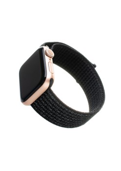 Curea pentru Apple Watch 1/2/3/4/5/6/7/8/9/10/SE/SE 2 (38/40/41/42mm) - Fixed Nylon Strap - Reflective Black
