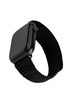 Curea pentru Apple Watch 1/2/3/4/5/6/7/8/9/10/SE/SE 2/Ultra/Ultra 2 (42/44/45/46/49mm) - Fixed Nylon Sporty Strap - Black