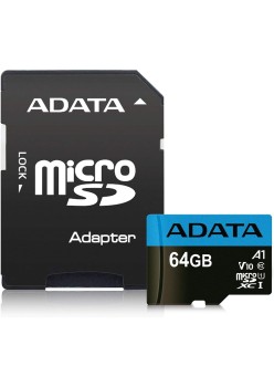 Card de Memorie MicroSDHXC 64GB - Adata (AUSDX64GUICL10A1-RA1) - Black