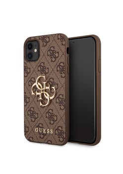 Husa pentru iPhone 11 - Guess Hardcase 4G Big Metal Logo (GUHCN614GMGBR) - Brown