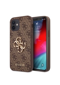Husa pentru iPhone 12 / iPhone 12 Pro - Guess Hardcase 4G Big Metal Logo (GUHCP12M4GMGBR) - Brown