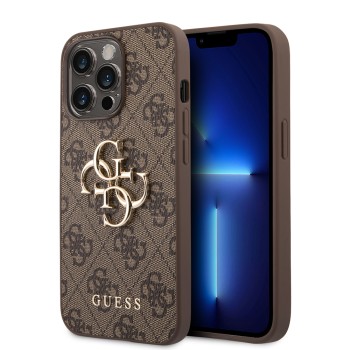 Husa pentru iPhone 14 Pro Max - Guess Hardcase 4G Big Metal Logo (GUHCP14X4GMGBR) - Brown