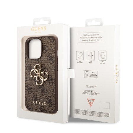 Husa pentru iPhone 14 Pro Max - Guess Hardcase 4G Big Metal Logo (GUHCP14X4GMGBR) - Brown