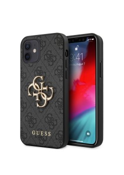 Husa pentru iPhone 12 / iPhone 12 Pro - Guess Hardcase 4G Big Metal Logo ( GUHCP12M4GMGGR) - Grey