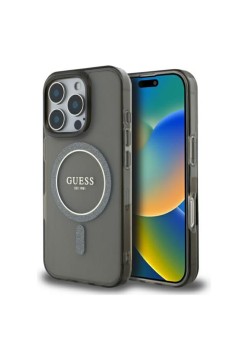 Husa pentru iPhone 16 Pro - Guess IML Glitter Circle MagSafe MagSafe (GUHMP16LHFGEREK) - Black