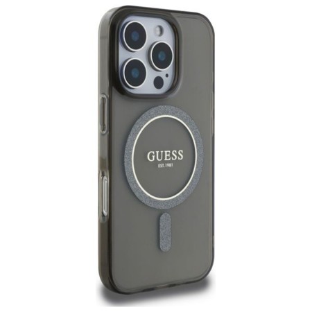 Husa pentru iPhone 16 Pro - Guess IML Glitter Circle MagSafe MagSafe (GUHMP16LHFGEREK) - Black