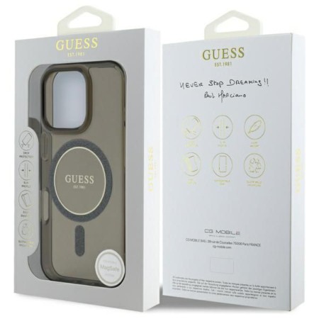 Husa pentru iPhone 16 Pro - Guess IML Glitter Circle MagSafe MagSafe (GUHMP16LHFGEREK) - Black