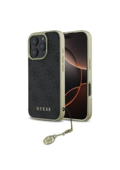 Husa pentru iPhone 16 Pro - Guess Hardcase 4G Charms Collection (GUHCP16LGF4GGR) - Black