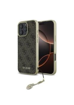 Husa pentru iPhone 16 Pro - Guess Hardcase 4G Charms Collection (GUHCP16LGF4GBR) - Brown