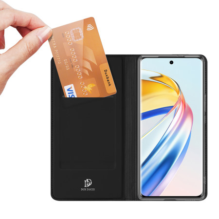 Husa Flip Honor Magic 6 Lite, Dux Ducis Skin Pro, Smart Pro Magnet, Negru