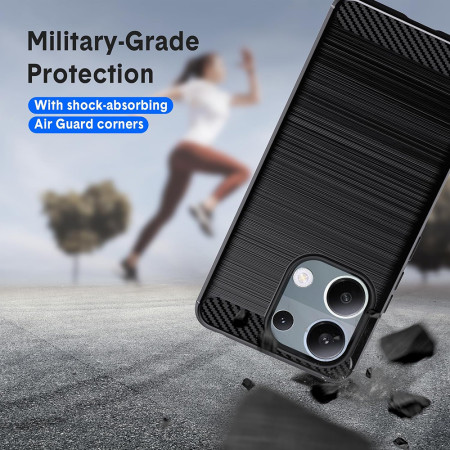 Husa Carbon compatibila Xiaomi Redmi Note 13 Pro 4G / Poco M6 Pro 4G, Tech AntiSoc, Negru