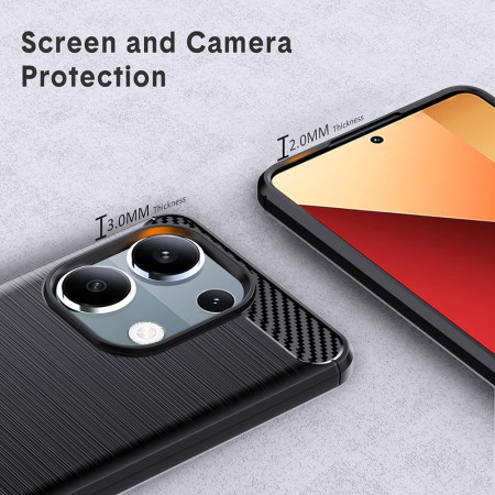 Husa Carbon compatibila Xiaomi Redmi Note 13 Pro 4G / Poco M6 Pro 4G, Tech AntiSoc, Negru