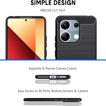 Husa Carbon compatibila Xiaomi Redmi Note 13 Pro 4G / Poco M6 Pro 4G, Tech AntiSoc, Negru