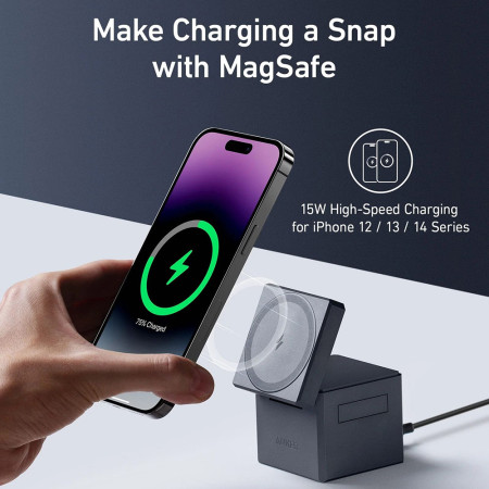 Incarcator Wireless pentru Phone, Apple Watch, AirPods, 15W, Anker, Black