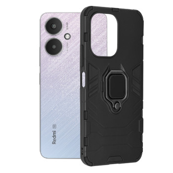 Husa telefon compatibila Xiaomi Redmi 13C 4G / 13C 5G / Poco M6 / C65, Inel Magnetic tip Suport Auto, Negru