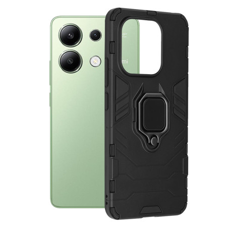 Husa telefon compatibila Xiaomi Redmi Note 13 4G, Inel Magnetic tip Suport Auto, Negru