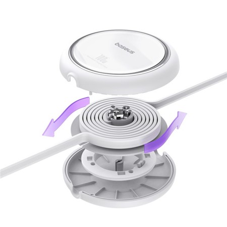 Cablu de Date Type-C la Type-C, 100W, 1m - Baseus Free2Draw Mini (P10364500211-00) - Moon White