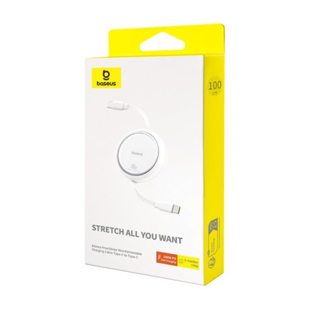 Cablu de Date Type-C la Type-C, 100W, 1m - Baseus Free2Draw Mini (P10364500211-00) - Moon White