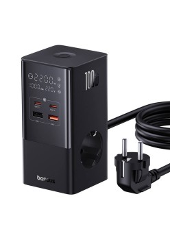 Statie de Incarcare 2xUSB, 2xType-C, Shuko, Fast Charging 100W, 1.5m - Baseus (E00023609113-00) - Black