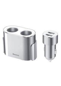 Incarcator Auto 2xUSB, 2x Bricheta, 95W - Baseus (CRDYQ-0S) - Silver