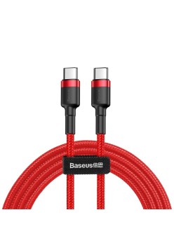 Cablu de Date Type-C to Type-C, Fast Charging, 60W, 3A, 1m - Baseus Cafule (CATKLF-G09) - Red / Black