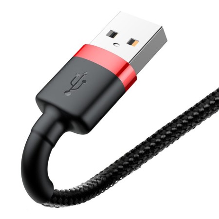 Cablu USB la Lightning, 2.4A, 480Mbps, 0.5m - Baseus Cafule (CALKLF-A19) - Red / Black