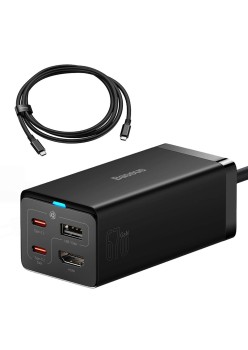 Statie Incarcare HDMI 4K 30Hz, 2x Type-C, USB, 67W, 1.5m + Cablu Type-C, 100W, 40Gbps, 1m - Baseus GaN5 Pro (CCGP110201) - Black