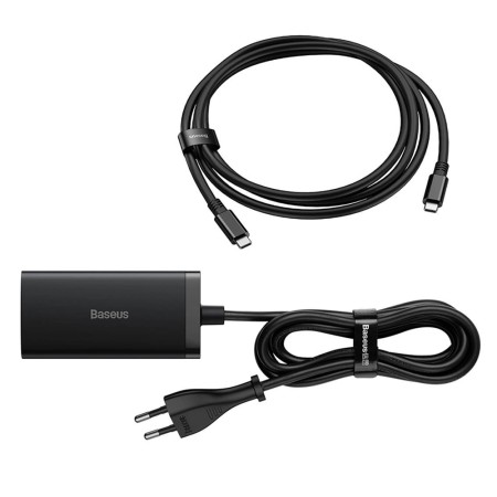 Statie Incarcare HDMI 4K 30Hz, 2x Type-C, USB, 67W, 1.5m + Cablu Type-C, 100W, 40Gbps, 1m - Baseus GaN5 Pro (CCGP110201) - Black