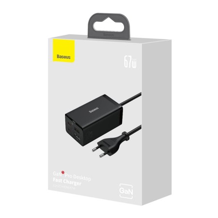 Statie Incarcare HDMI 4K 30Hz, 2x Type-C, USB, 67W, 1.5m + Cablu Type-C, 100W, 40Gbps, 1m - Baseus GaN5 Pro (CCGP110201) - Black
