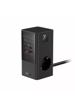 Statie de Incarcare 2xUSB, 2xType-C, 3xShuko, Fast Charging 35W, 1.5m - Baseus (E00023606113-00) - Cluster Black