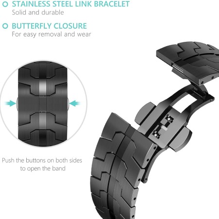 Curea pentru Apple Watch 1/2/3/4/5/6/7/8/9/SE/SE 2/Ultra/Ultra 2 (42/44/45/49mm) - Techsuit Watchband (W063) - Black