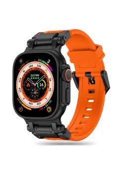 Curea pentru Apple Watch 1/2/3/4/5/6/7/8/9/SE/SE 2/Ultra/Ultra 2 (42/44/45/49mm) - Techsuit Watchband (W064) - Titanium Black Orange