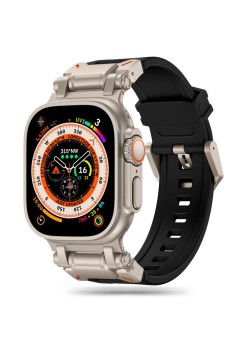 Curea pentru Apple Watch 1/2/3/4/5/6/7/8/9/SE/SE 2/Ultra/Ultra 2 (42/44/45/49mm) - Techsuit Watchband (W064) - Titanium Silver Black