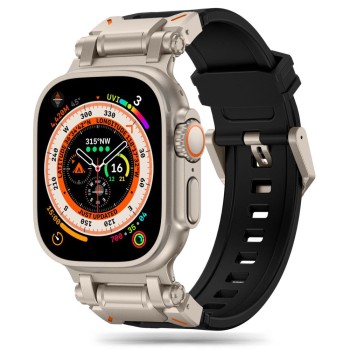 Curea pentru Apple Watch 1/2/3/4/5/6/7/8/9/SE/SE 2/Ultra/Ultra 2 (42/44/45/49mm) - Techsuit Watchband (W064) - Titanium Silver Black