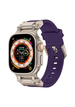 Curea pentru Apple Watch 1/2/3/4/5/6/7/8/9/SE/SE 2/Ultra/Ultra 2 (42/44/45/49mm) - Techsuit Watchband (W064) - Titanium Silver Purple