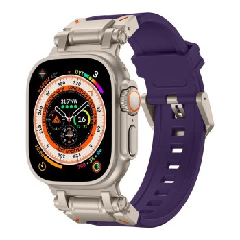 Curea pentru Apple Watch 1/2/3/4/5/6/7/8/9/SE/SE 2/Ultra/Ultra 2 (42/44/45/49mm) - Techsuit Watchband (W064) - Titanium Silver Purple