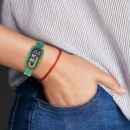 Curea Smartwatch compatibila Xiaomi Mi Band 8 / 8 NFC, ETM, Green