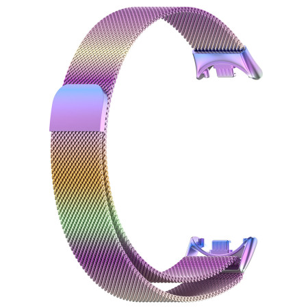 Curea Smartwatch compatibila Xiaomi Mi Band 8 / 8 NFC, Catarama Metalica, Magnetica, Minimalista, Rainbow