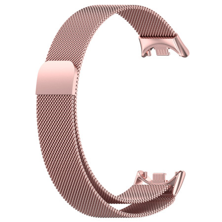 Curea Smartwatch compatibila Xiaomi Mi Band 8 / 8 NFC, Catarama Metalica, Magnetica, Minimalista, Rose Pink