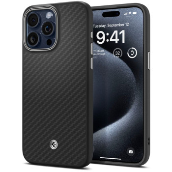 Husa pentru iPhone 15 Pro, Spigen Enzo Aramid MagSafe, Matte Black