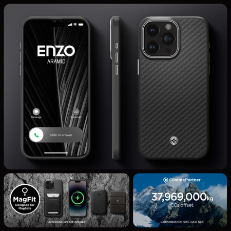 Husa pentru iPhone 15 Pro, Spigen Enzo Aramid MagSafe, Matte Black