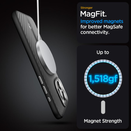 Husa pentru iPhone 15 Pro, Spigen Enzo Aramid MagSafe, Matte Black