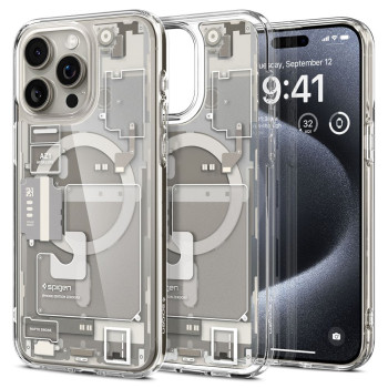Husa pentru iPhone 15 Pro, Spigen Ultra Hybrid MagSafe Zero One, Natural Titanium