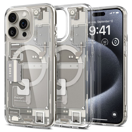 Husa pentru iPhone 15 Pro, Spigen Ultra Hybrid MagSafe Zero One, Natural Titanium